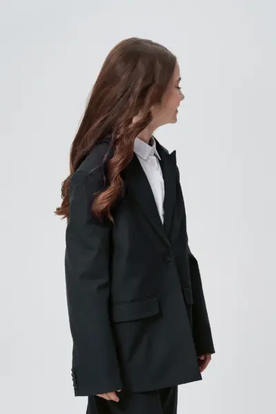 Жакет однобортный свободного кроя, черный — изображение 11