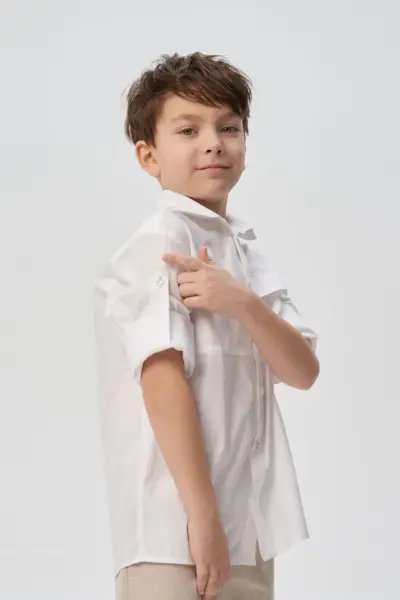 Сорочка нарядная с асимметричными полосками — изображение 7