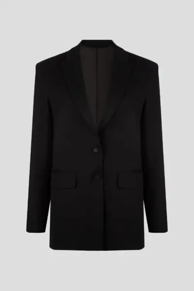 Жакет однобортный свободного кроя, черный — изображение 15