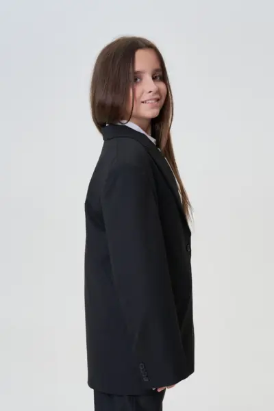 Жакет однобортный свободного кроя, черный — изображение 7