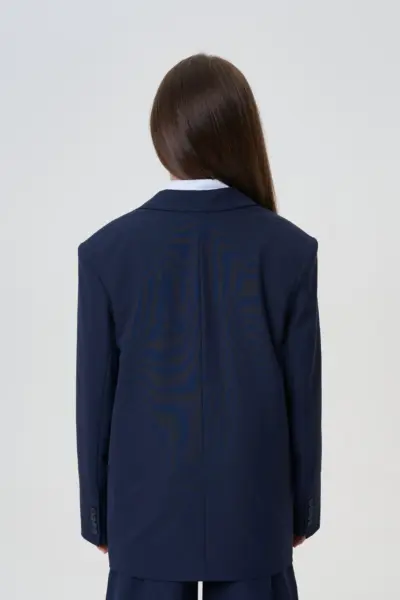 Жакет однобортный свободного кроя, синий — изображение 4