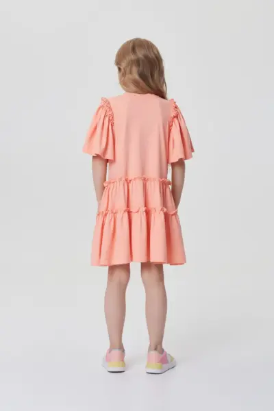 Платье из трикотажного меланжа с воланами — изображение 4