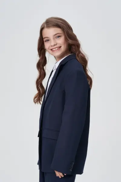 Жакет однобортный свободного кроя, синий — изображение 10