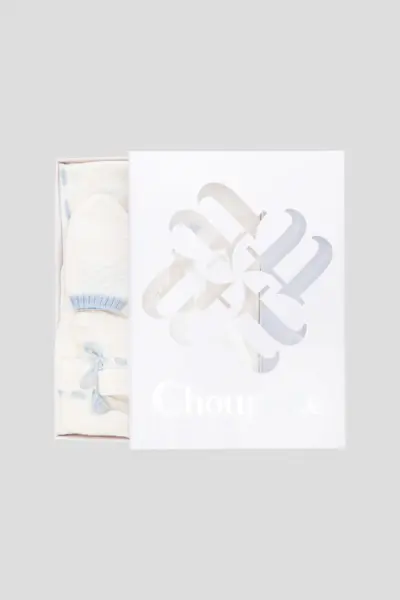 Комплект вязаный нарядный (плед, комбинезон, шапка, пинетки) — изображение 11