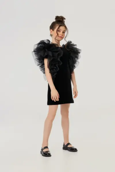 Платье нарядное бархатное с пышными воланами — изображение 3