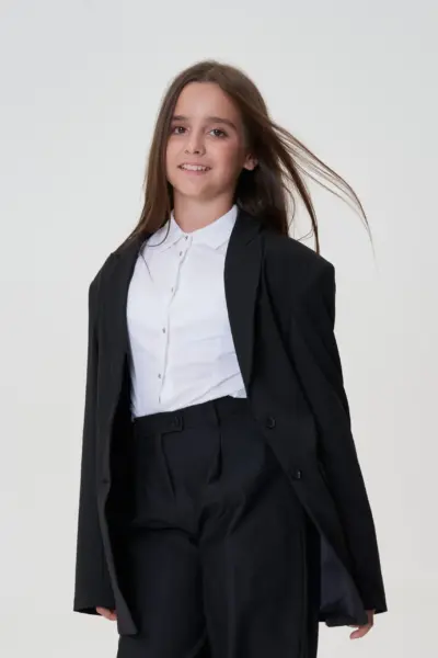 Жакет однобортный свободного кроя, черный — изображение 6