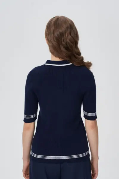 Джемпер-поло вязаный, синий — изображение 7