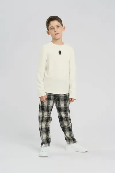 Лонгслив из трикотажа с велюровым эффектом — изображение 4