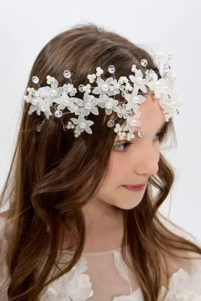 Ободок - венок с жемчужинами и цветами — изображение 3