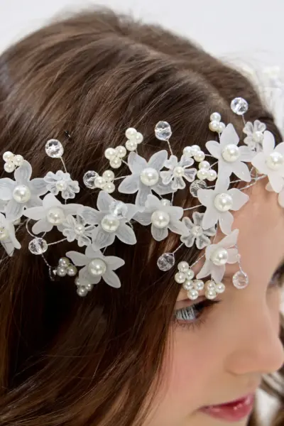 Ободок - венок с жемчужинами и цветами — изображение 6