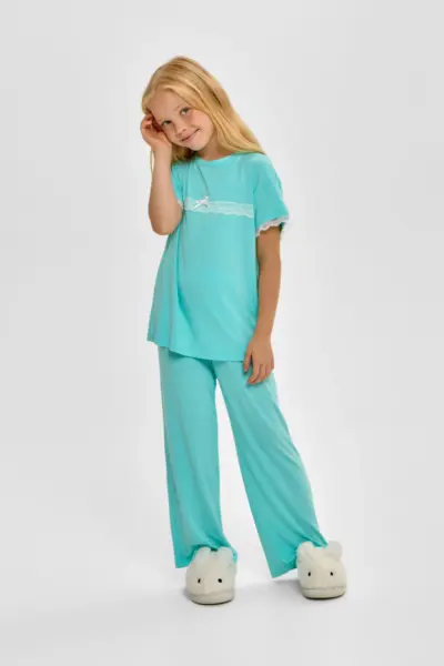 Пижама с кружевом (футболка, брюки) — изображение 3