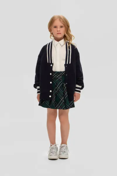 Бомбер трикотажный, синий — изображение 4