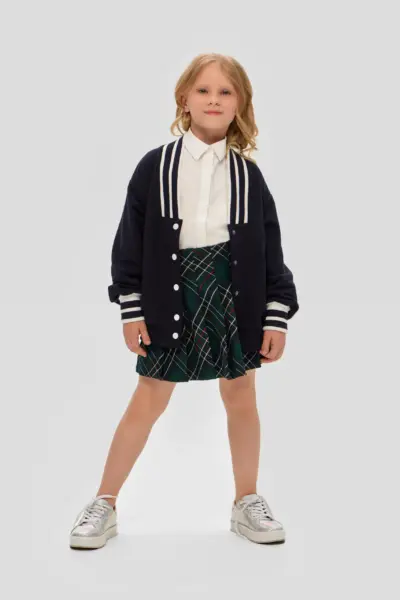 Бомбер трикотажный, синий — изображение 3