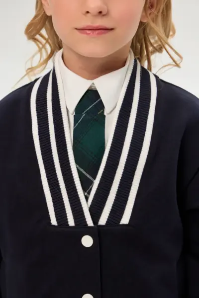 Бомбер трикотажный, синий — изображение 9