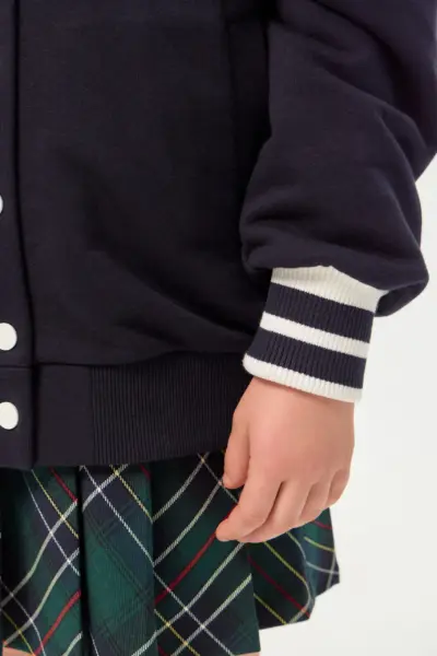 Бомбер трикотажный, синий — изображение 10