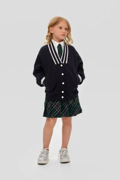 Бомбер трикотажный, синий — изображение 7