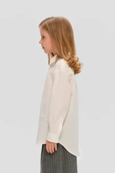 Блузка с текстурной полоской, белая — изображение 4