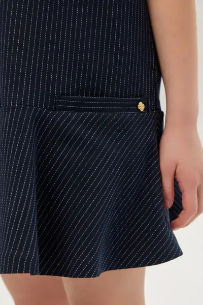 Платье с кружевным воротником, синее — изображение 10