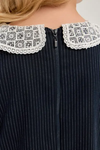 Платье с кружевным воротником, синее — изображение 9