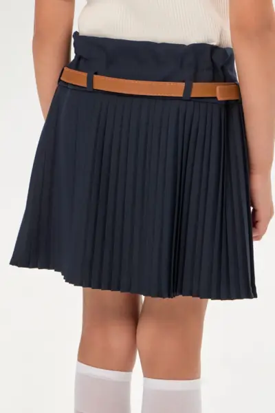 Юбка плиссе на кокетке, с ремнем, синяя — изображение 8