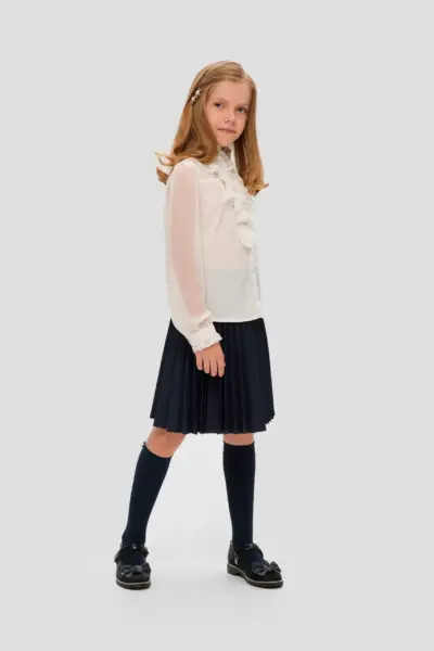 Блузка нарядная с жабо, белая — изображение 8