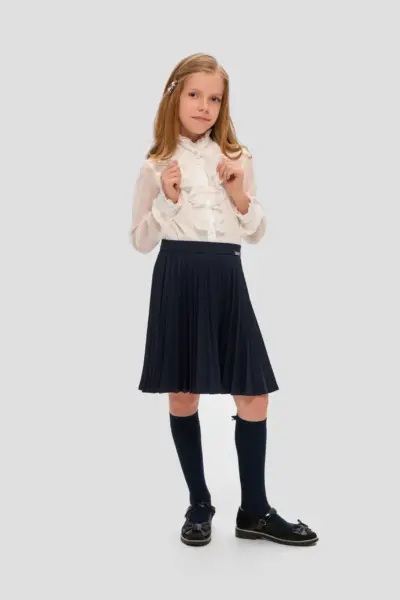 Блузка нарядная с жабо, белая — изображение 6