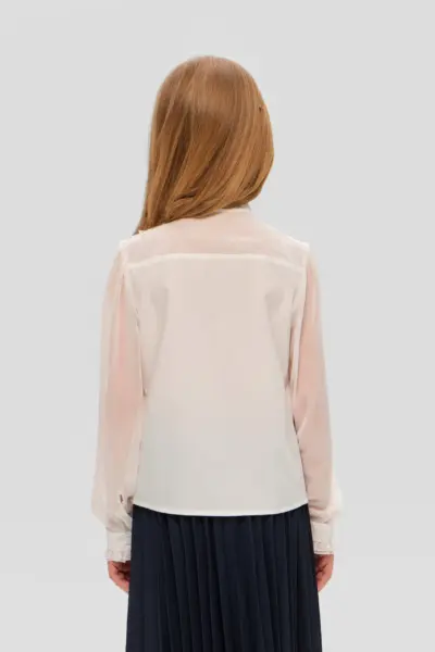 Блузка нарядная с жабо, белая — изображение 4