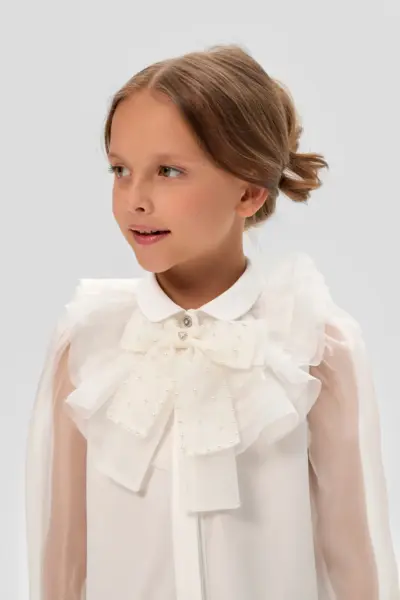 Блузка нарядная, белая — изображение 13