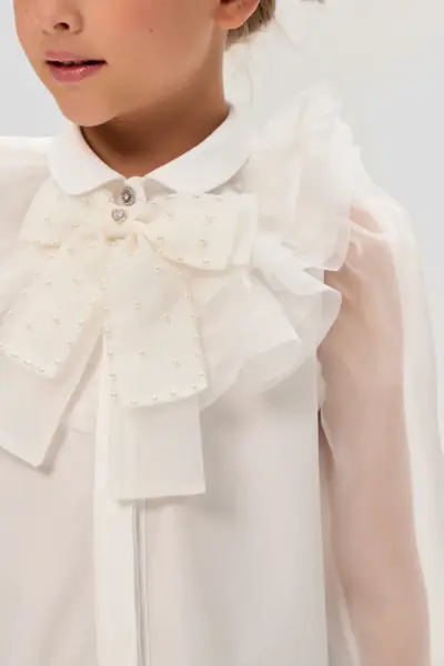 Блузка нарядная, белая — изображение 14