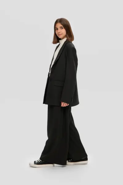 Жакет однобортный свободного кроя, черный — изображение 18