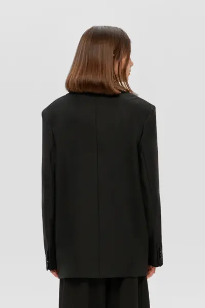 Жакет однобортный свободного кроя, черный — изображение 5