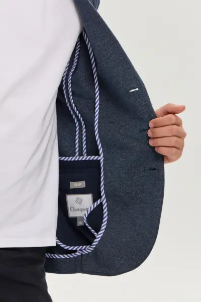 Пиджак из джерси, синий меланж — изображение 13