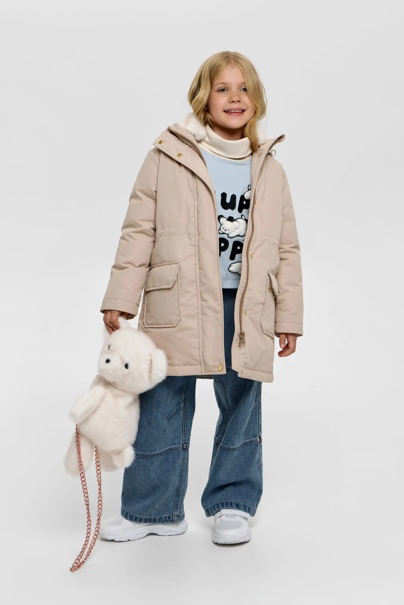 886.20 (1) Куртка парка утепленная с сумочкой Мишка, на синтепухе — изображение 1