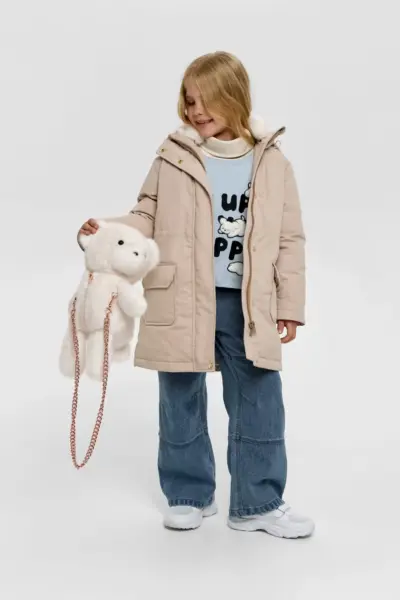 Куртка парка утепленная с сумочкой Мишка, на синтепухе — изображение 4