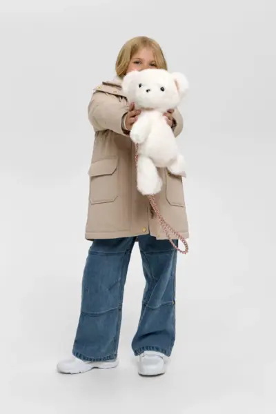 Куртка парка утепленная с сумочкой Мишка, на синтепухе — изображение 9