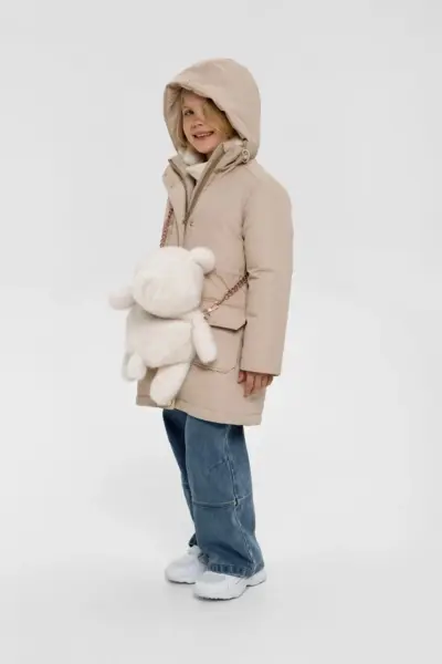 Куртка парка утепленная с сумочкой Мишка, на синтепухе — изображение 6