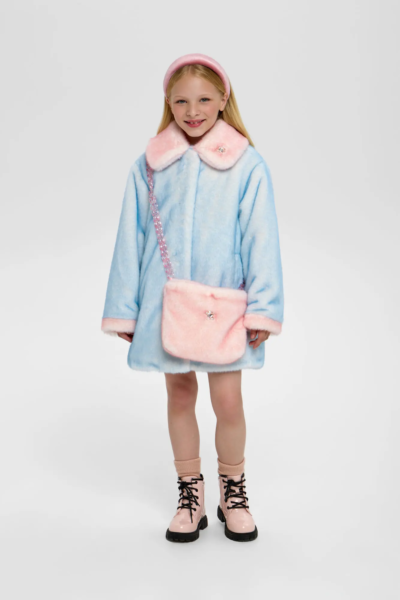 Пальто из искуственного меха с сумочкой, на синтепоне — изображение 4