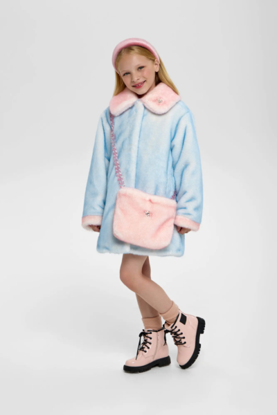 Пальто из искуственного меха с сумочкой, на синтепоне — изображение 3