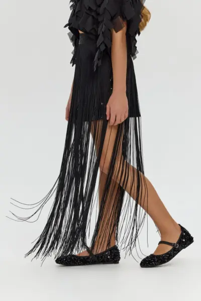 Юбка нарядная с пайетками и бахромой — изображение 3