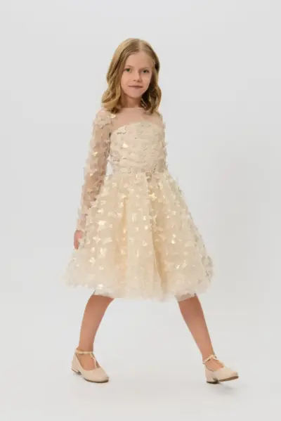 Платье нарядное с золотыми бабочками — изображение 4