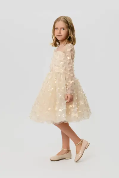 Платье нарядное с золотыми бабочками — изображение 3