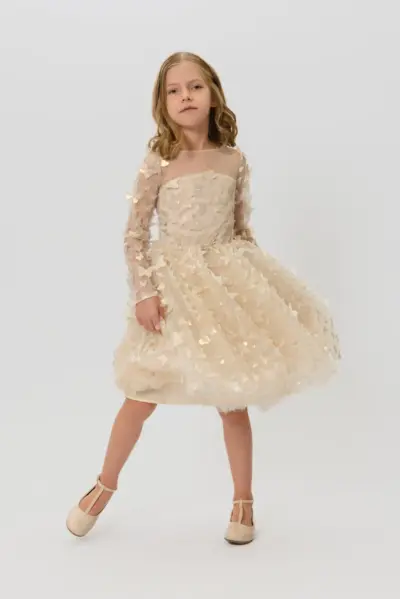 Платье нарядное с золотыми бабочками — изображение 2