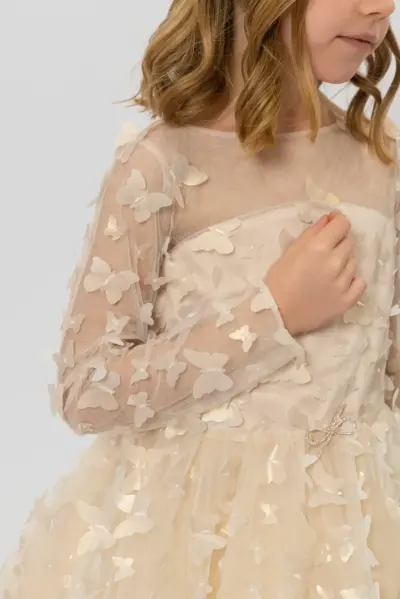 Платье нарядное с золотыми бабочками — изображение 6