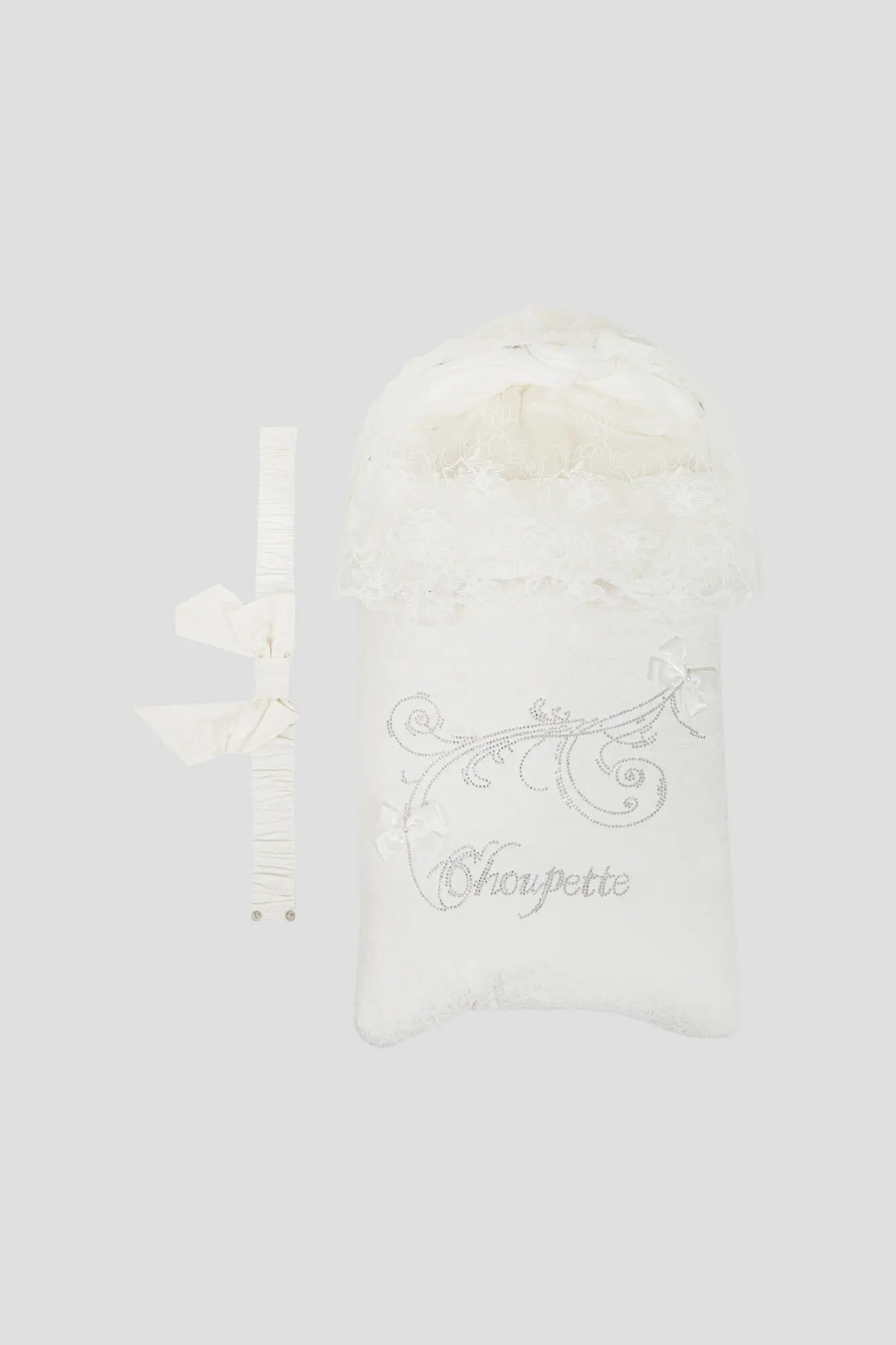 129.1.38 (3) Конверт с кружевом и стразами утепленный — изображение 1