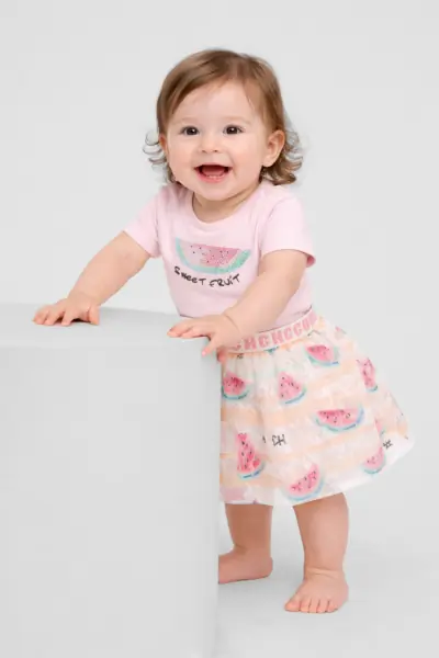 Юбка с принтом и кружевом